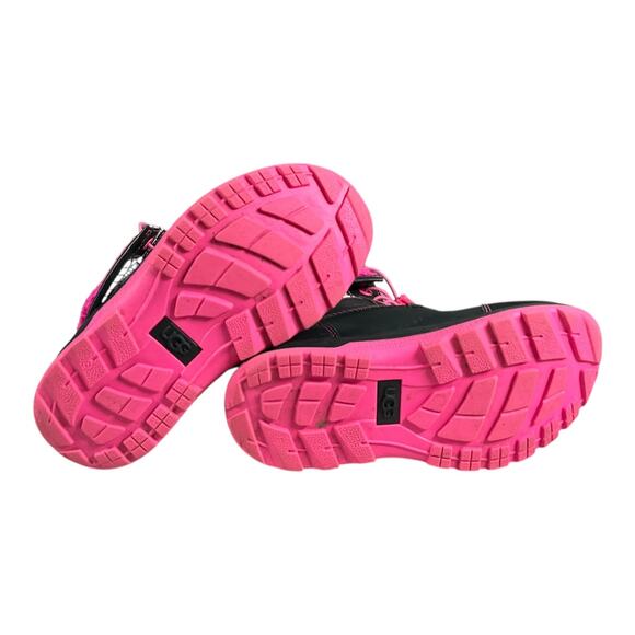 UGG Kids Waterproof Winter Boots Black Pink Fur Lined Lace Up Size 13 Outdoors - Picture 4 of 13